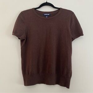 Lands’ End Lightweight Knot Short Sleeve Cotton Sweater MP Brown